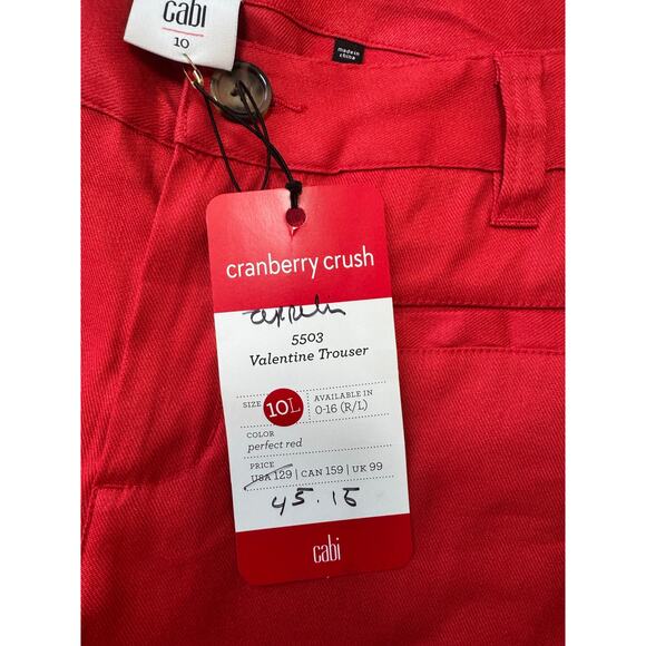 CABI Womans Jeans/Pants, Valentine Trouser, Perfect Red, 10 LONG/TALL, Linen - Picture 8 of 11